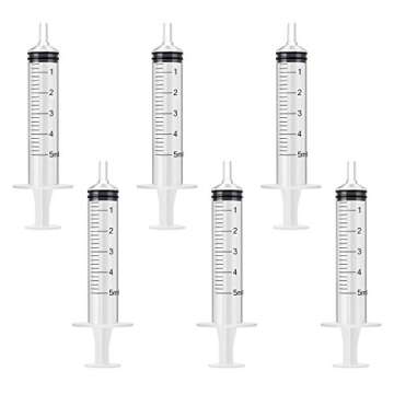 6 Pack – 5ml Plastic Syringe with Measurement, No Needle Suitable for Refilling and Measuring Liqu...