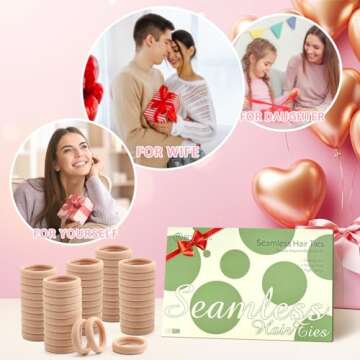 100 Pcs Thick Seamless Tan Hair Ties, Ponytail Holders Hair Accessories No Damage for Thick Hair, Valentine's Day Gifts (Light Blonde Colors)
