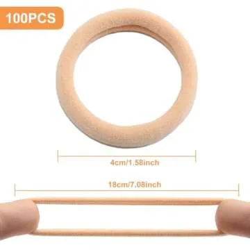 100 Pcs Thick Seamless Tan Hair Ties, Ponytail Holders Hair Accessories No Damage for Thick Hair, Valentine's Day Gifts (Light Blonde Colors)