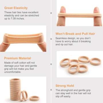 100 Pcs Thick Seamless Tan Hair Ties, Ponytail Holders Hair Accessories No Damage for Thick Hair, Valentine's Day Gifts (Light Blonde Colors)