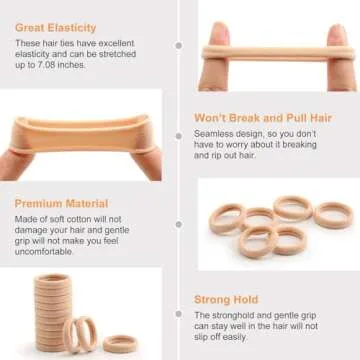 100 Pcs Thick Seamless Tan Hair Ties, Ponytail Holders Hair Accessories No Damage for Thick Hair, Valentine's Day Gifts (Light Blonde Colors)