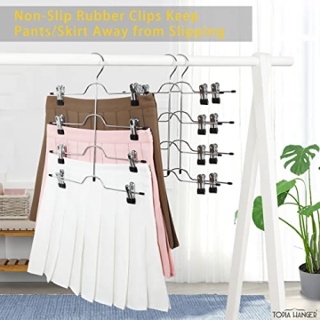 TOPIA HANGER 4 Tier Metal Skirt Hangers for Space Saving