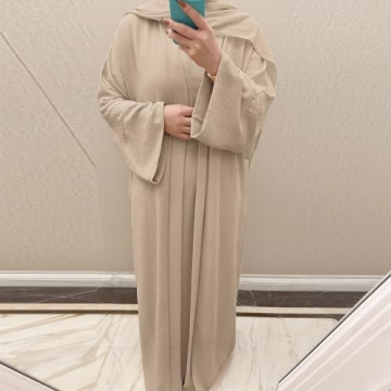Stylish IBAKOM 2PC Open Abaya And Dress Set