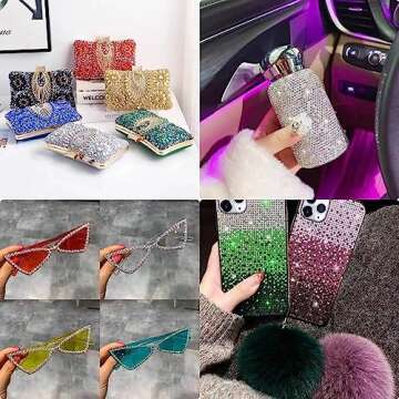 Xinhongo 3000pcs 5mm Resin Flatback Rhinestone Light Blue Round Flatback Rhinestones for Crafts, Bling Glitter Diamond Stone Rhinestone for Bottles, Tumblers, Nail Art, Clothes Shoes