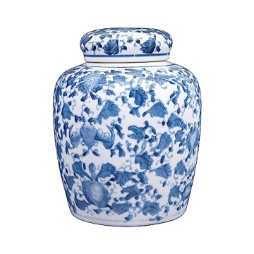 Blue White Ceramic Ginger Jar Elegant Home Decor