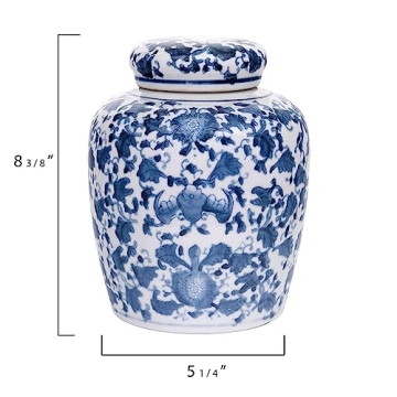 Blue White Ceramic Ginger Jar Elegant Home Decor