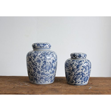 Blue White Ceramic Ginger Jar Elegant Home Decor