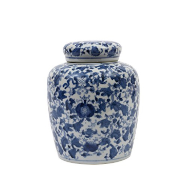 Blue White Ceramic Ginger Jar Elegant Home Decor