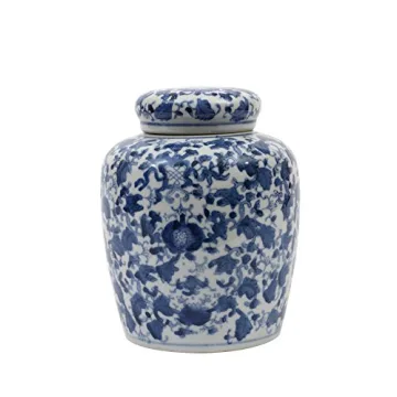 Blue White Ceramic Ginger Jar Elegant Home Decor
