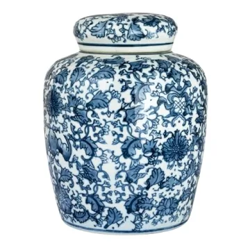 Blue White Ceramic Ginger Jar Elegant Home Decor