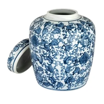 Blue White Ceramic Ginger Jar Elegant Home Decor