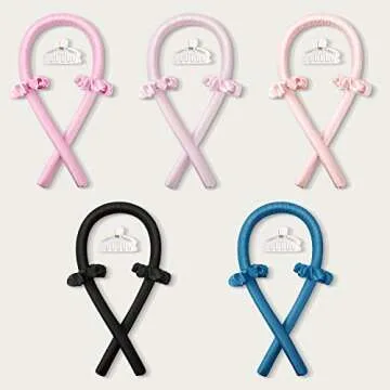 Dr. Pure Heatless Curler Curling Rod Headband for Long Hair to Sleep In Overnight for Women Soft Wave DIY Hair Rollers Styling Tool (Champagne PINK)