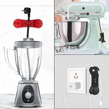 Cord Organizer for Appliances - Upgraded Patented 3 Pack Tidy Cord Wrapper Holder Wrap Keeper Cord Winder Stick on Kitchen Mixer, Blender, Coffee Maker, Pressure Cooker, Air Fryer (Multi-Color)