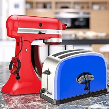 Cord Organizer for Appliances - Upgraded Patented 3 Pack Tidy Cord Wrapper Holder Wrap Keeper Cord Winder Stick on Kitchen Mixer, Blender, Coffee Maker, Pressure Cooker, Air Fryer (Multi-Color)