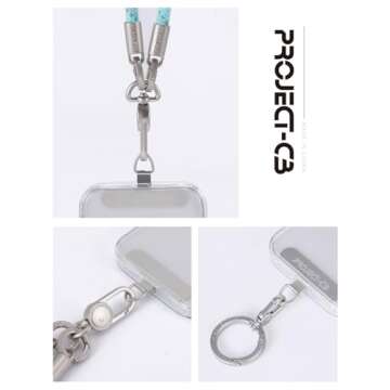 project-cb Phone Tether Tab ×1,Spring Ring ×1,Metal Patch,Universal Phone Lanyard Patch Without Adhesive,Phone Strap Replacement Part for Cell Phone (Silver)