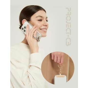 project-cb Phone Tether Tab ×1,Spring Ring ×1,Metal Patch,Universal Phone Lanyard Patch Without Adhesive,Phone Strap Replacement Part for Cell Phone (Silver)