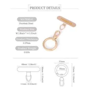 project-cb Phone Tether Tab ×1,Spring Ring ×1,Metal Patch,Universal Phone Lanyard Patch Without Adhesive,Phone Strap Replacement Part for Cell Phone (Silver)