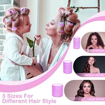 Hair Rollers, Self Grip Hair Curlers for Long Hair, 28Pcs Large Hair Roller Sets with Colored Clips, No heat Salon Hairdressing Curlers Rollers for Women (3 Size)