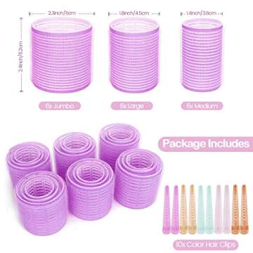Hair Rollers, Self Grip Hair Curlers for Long Hair, 28Pcs Large Hair Roller Sets with Colored Clips, No heat Salon Hairdressing Curlers Rollers for Women (3 Size)