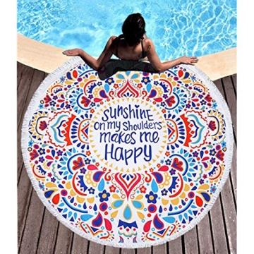 BOBIBI Thick Round Beach Towel Blanket Microfiber Yoga Mat with Tassels Ultra Soft Super Water Absor...