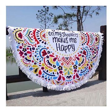 BOBIBI Multicolor Thick Round Beach Towel for Couples