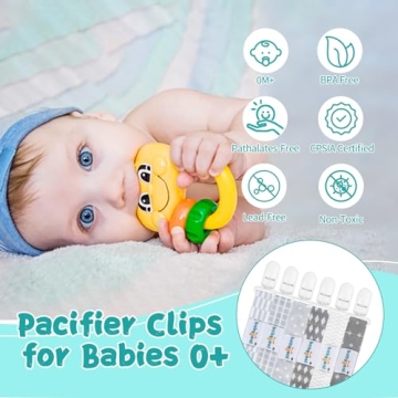 Babygoal Neutral Pacifier Clips - Stylish 6 Pack for Babies