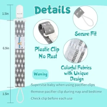 Babygoal Neutral Pacifier Clips - Stylish 6 Pack for Babies