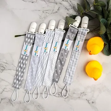 Babygoal Neutral Pacifier Clips - Stylish 6 Pack for Babies