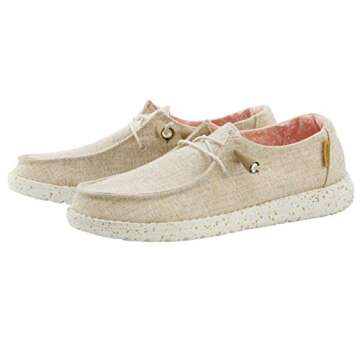 Hey Dude Women's Wendy Chambray White Nut - Comfortable & Stylish Slip-On Loafers