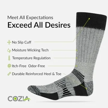 COZIA Merino Wool Socks Warm Thermal Boot Hiking Socks