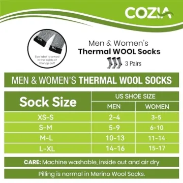 COZIA Merino Wool Socks Warm Thermal Boot Hiking Socks