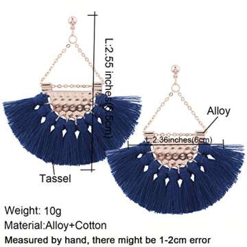 Youniker Womens Tassels Earrings Bohemian Tassel Drop Vintage Retro Tassel Dangle Boho Drop Earrings...