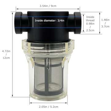 Durable 3/4" Female NPT In-Line Strainer with 100 Mesh Filter Screen