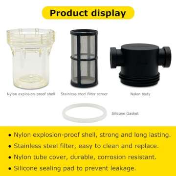 3/4" In-line Strainer with 100 Mesh Stainless Steel Filter