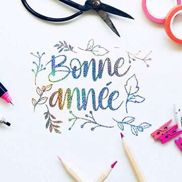 TECKWRAP 12" x 12" Holographic Sparkle Adhesive Precut Vinyl Sheets,Starry Night