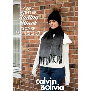 CALVIN & OLIVIA Ultra-Soft Winter Cashmere Feel Scarf Plaid Multi-Color Warm Long Unisex Winter Scar...