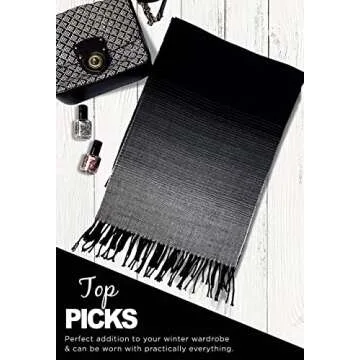 CALVIN & OLIVIA Ultra-Soft Winter Cashmere Feel Scarf Plaid Multi-Color Warm Long Unisex Winter Scarves Perfect Holiday Gift for Women Men Amazon Black Ombre