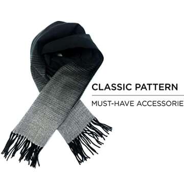 CALVIN & OLIVIA Ultra-Soft Winter Cashmere Feel Scarf Plaid Multi-Color Warm Long Unisex Winter Scarves Perfect Holiday Gift for Women Men Amazon Black Ombre