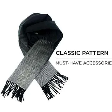 CALVIN & OLIVIA Ultra-Soft Winter Cashmere Feel Scarf Plaid Multi-Color Warm Long Unisex Winter Scarves Perfect Holiday Gift for Women Men Amazon Black Ombre