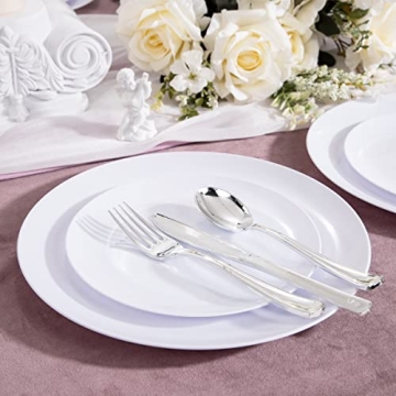 KIRE 60PCS White Disposable Plates - Elegant Party Essentials