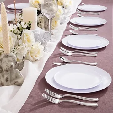 KIRE 60PCS White Disposable Plates - Elegant Party Essentials