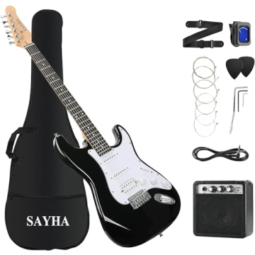 SAYHA Electric Guitar, 39 Inch Solid Full-size Electric Guitar HSS Pickups Starter Kit Includes Ampl...