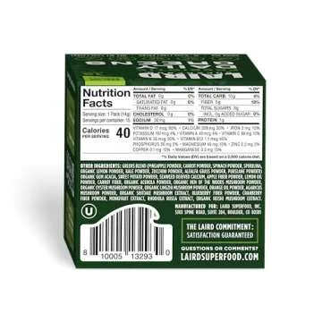 Laird Superfood Prebiotic Daily Greens Powder - Pack of 15 Single Serve Sachets - Essential Vitamins...