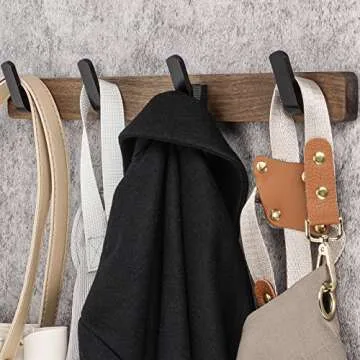 FATASTY Coat Hooks Wall Mount, Walnut Heavy Duty Wall Hooks for Hanging Coats, Backpacks, Hats, Towels, Bags, Dog Leashes, etc. Wood Coat Rack Wall Mount for Bathroom, Bedroom, Closet Room, Kitchen