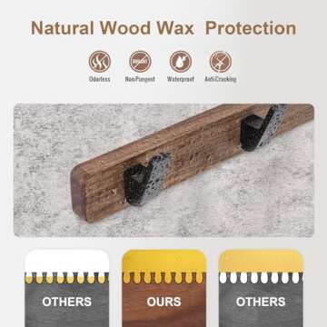 FATASTY Coat Hooks Wall Mount, Walnut Heavy Duty Wall Hooks for Hanging Coats, Backpacks, Hats, Towels, Bags, Dog Leashes, etc. Wood Coat Rack Wall Mount for Bathroom, Bedroom, Closet Room, Kitchen
