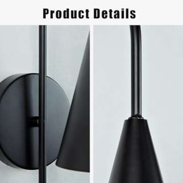 Modern Conical Metal Shade Wall Sconce Light, Industrial Gooseneck Wall Light Fixtures, Indoor Wall ...