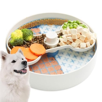 Puzzle Feeder Slow Feeder Dog Bowl, Dog Bowl for Dry, Wet, and Raw Food, 9.8 Inches Dog Lick Bowls M...