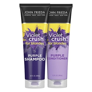 John Frieda Violet Crush Purple Shampoo and Conditioner Set - Anti-Brass Toner for Blonde Hair, 8.3 ...