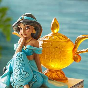 Enesco Jim Shore Disney Traditions Aladdin Jasmine with Genie Lamp Figurine, 5.25 Inch, Multicolor