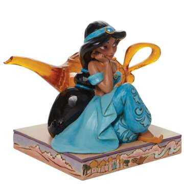 Enesco Jim Shore Disney Traditions Aladdin Jasmine with Genie Lamp Figurine, 5.25 Inch, Multicolor